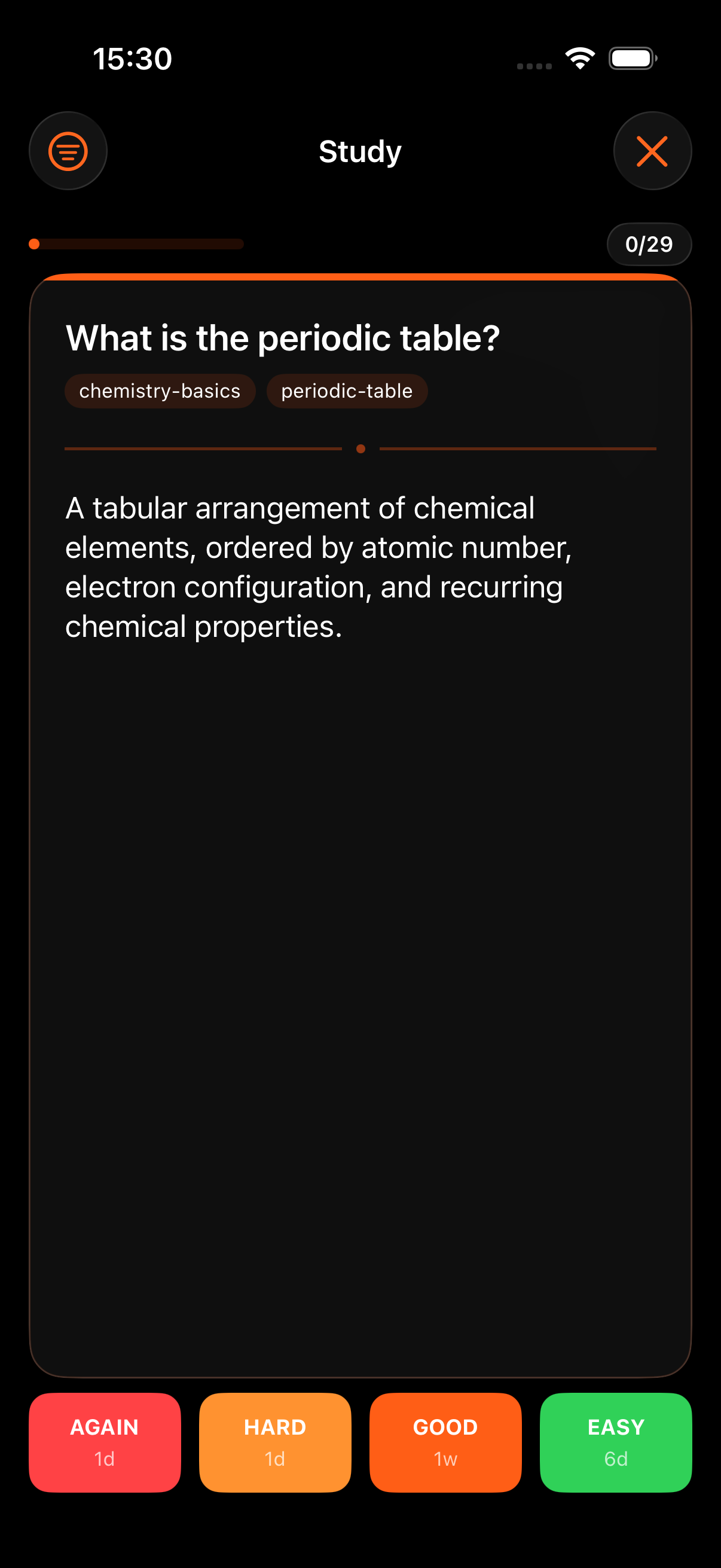 Study session with flashcards